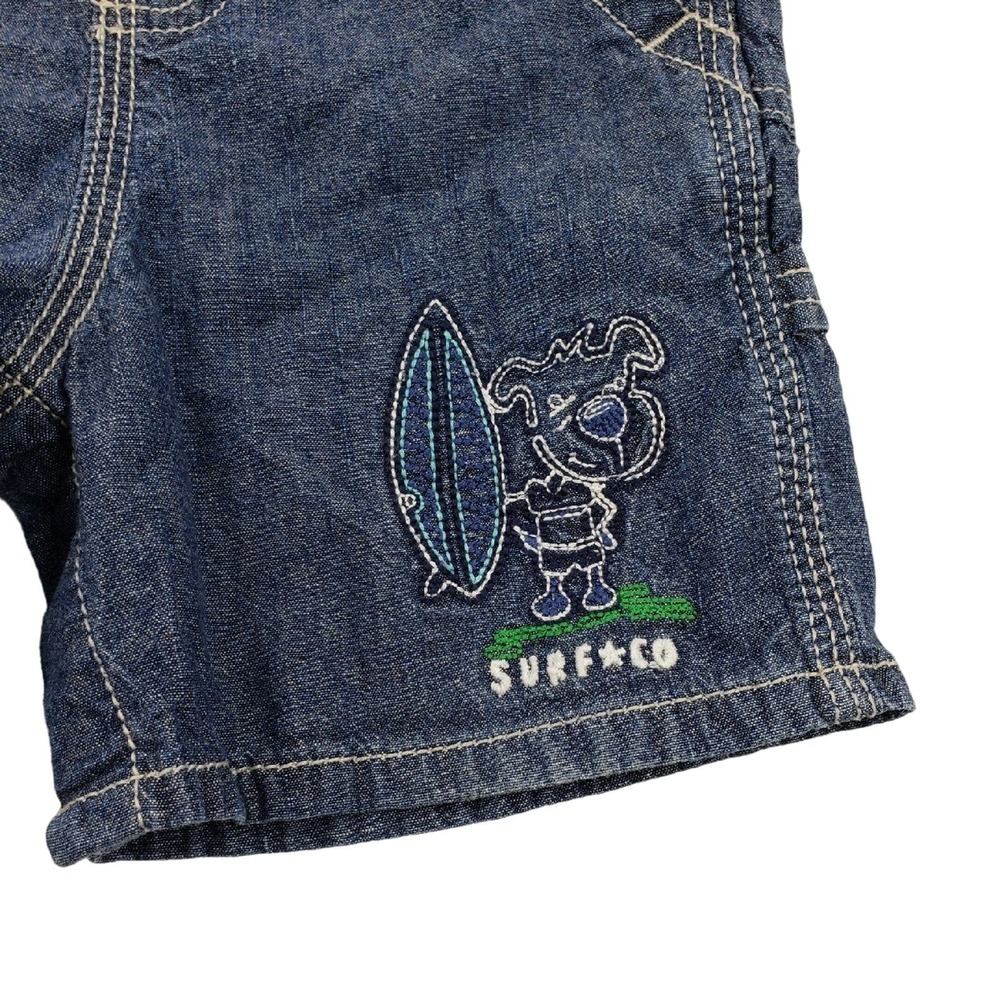 Oshkosh Shortalls Size 18m Kids Baby Denim Chambray Embroidery Carpenter - Picture 2 of 4